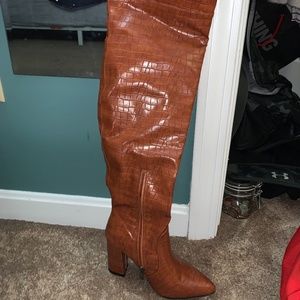 Thigh high heeled boots